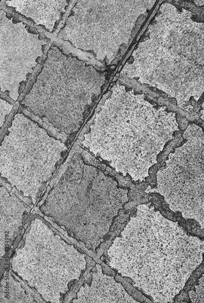 Obraz premium Profile Photograph of an Old Sidewalk in Honolulu, Hawaii, 
