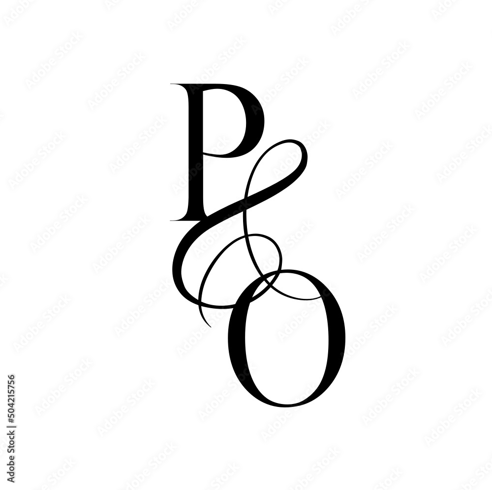 op, po, monogram logo. Calligraphic signature icon. Wedding Logo
