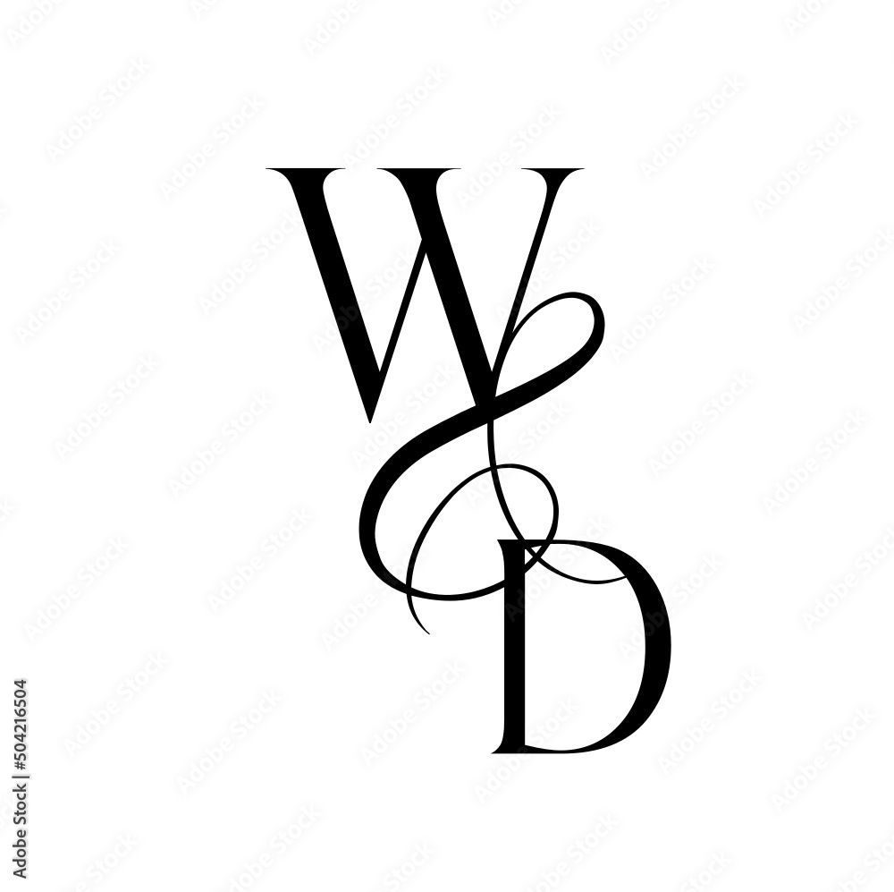 dw, wd, monogram logo. Calligraphic signature icon. Wedding Logo Monogram. modern monogram symbol. Couples logo for wedding