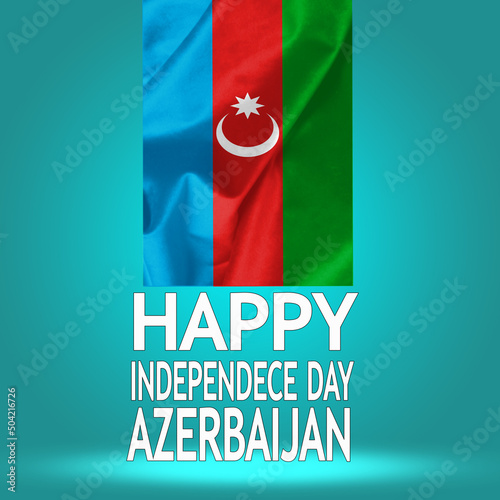 Happy Independence Day Azerbaijan Wallpaper with Waving Flag. Abstract national holiday celebration and wishes