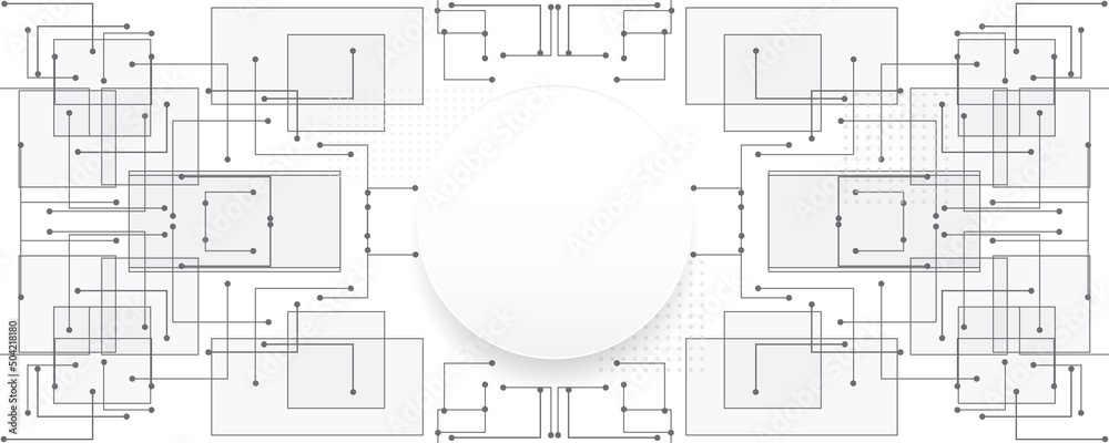 Obraz premium Technology background, creative hi-tech geometric pattern, gray and white overall composition