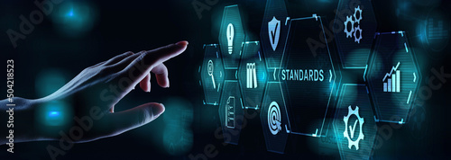 Quality control Assurance Standard iso standardisation certification business technology concept. photo