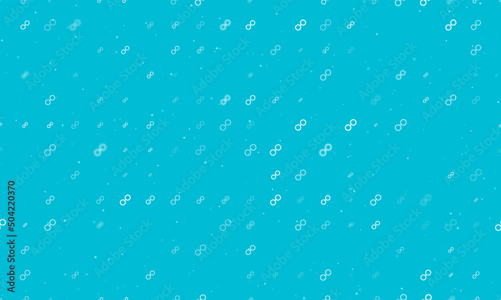 Seamless background pattern of evenly spaced white astrological opposition symbols of different sizes and opacity. Vector illustration on cyan background with stars Seamless background pattern of evenly spaced white astrological opposition symbols of different sizes and opacity. Vector illustration on cyan background with stars