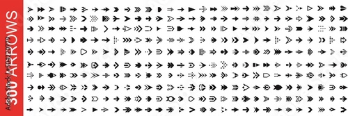 Set 300 arrow icon. Collection different arrows sign. Black vector arrows icons