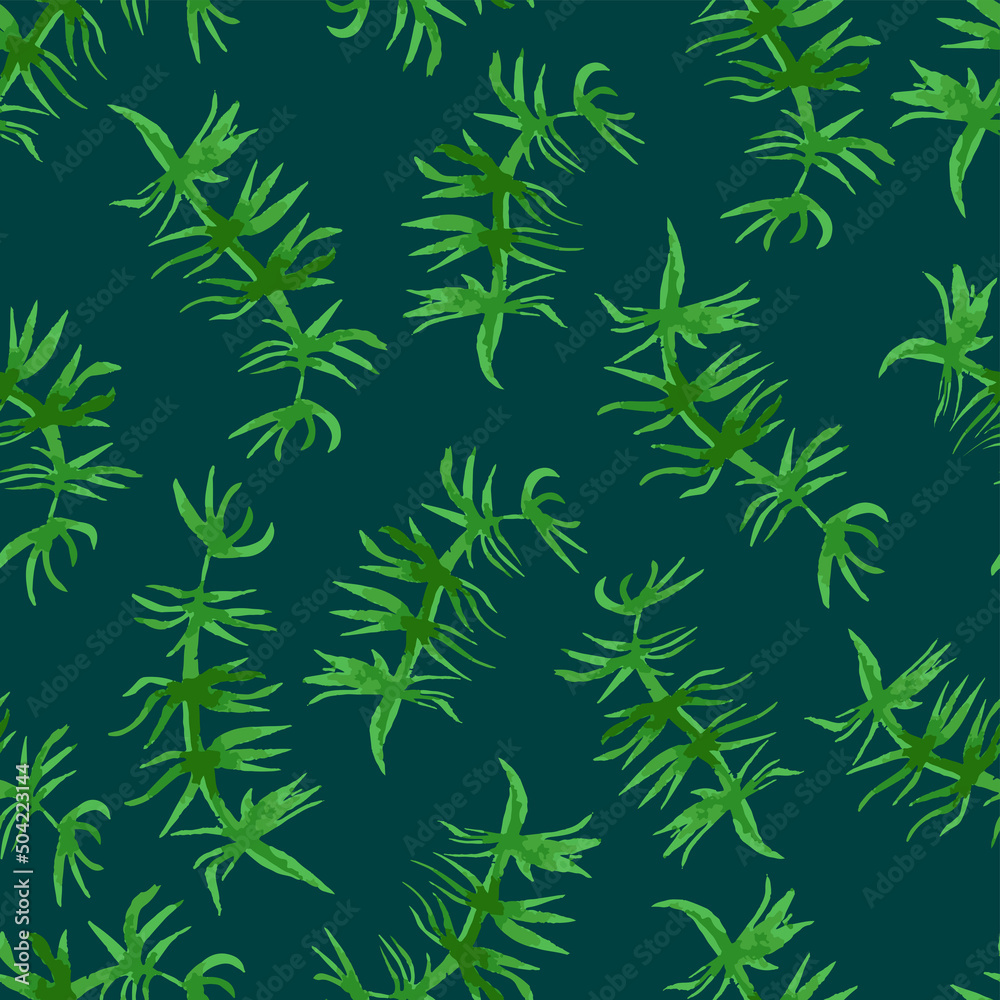 Seamless background from watercolor drawings abstract green plants