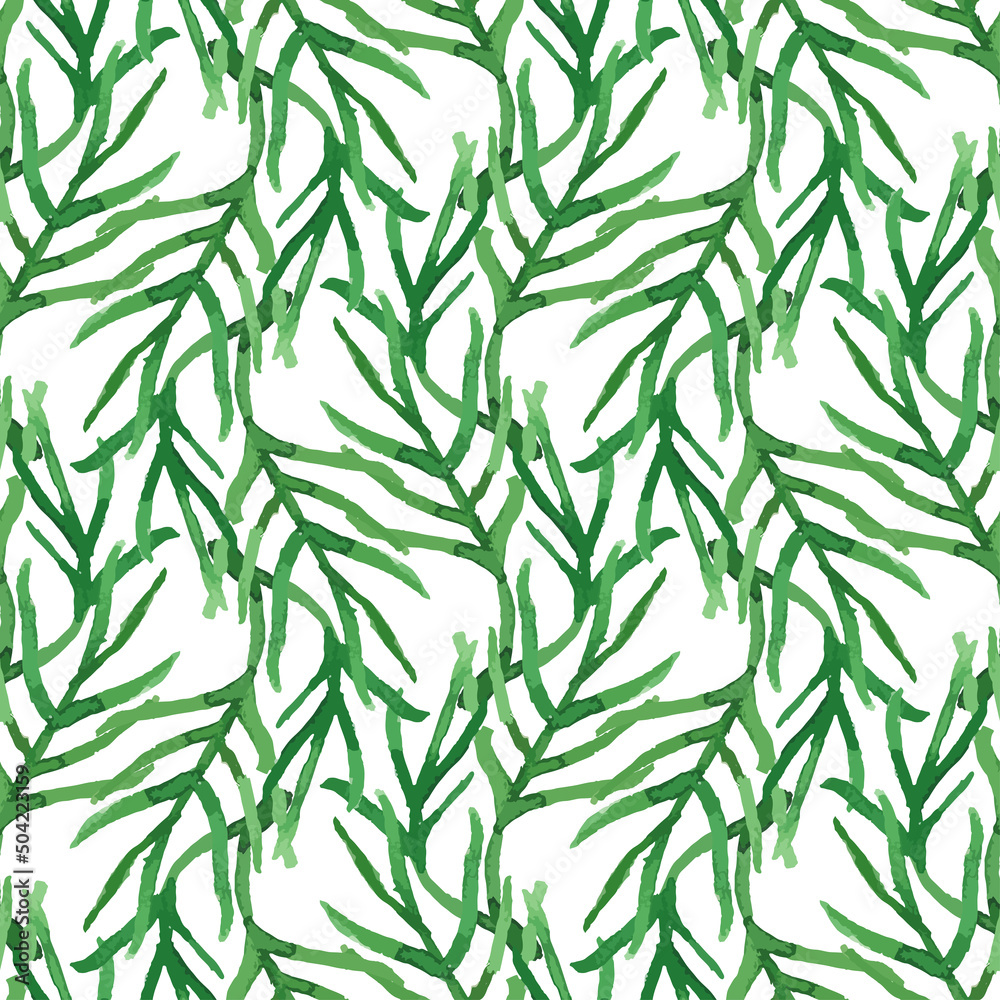 Obraz premium Seamless background from watercolor drawings abstract green twigs
