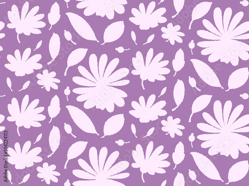 Seamless pattern with flowers in doodle style