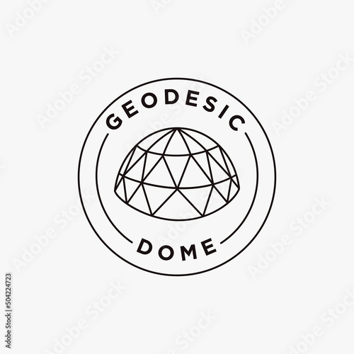 Fotografering Simple Emblem Badge line art Geodesic dome logo icon vector on white background