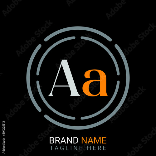 Aa Letter Logo design. black background. photo