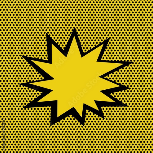 Pop art retro background cartoon lightning blast radiance. Yellow banner, speech bubble, explosion drawing for text. Flat illustration for logo, app, banner, web design, dev, ui, gui. Vector EPS 10
