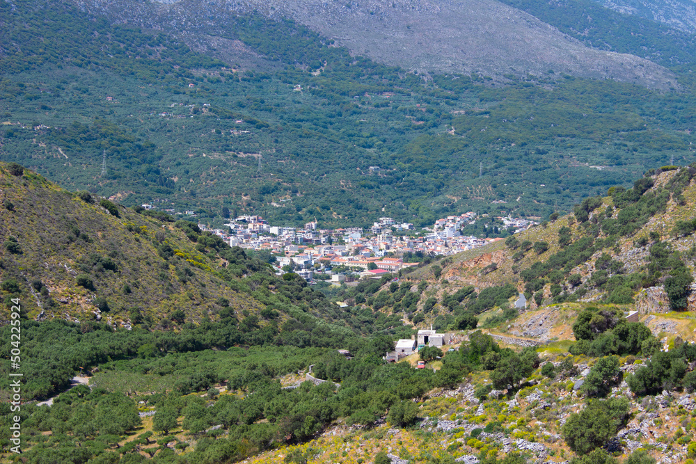 Little town Neapoli on Crete between the hills