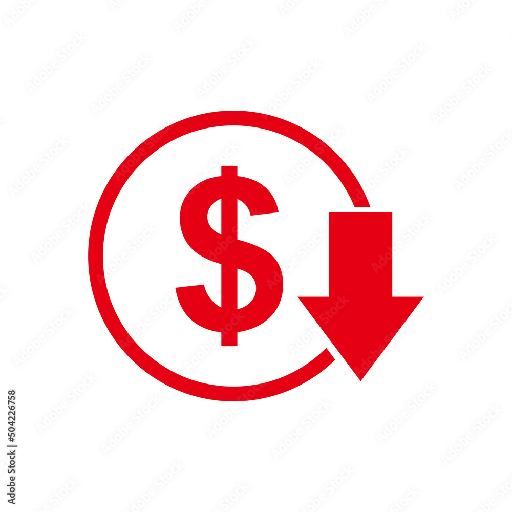 Cost reduction- decrease dollar icon Cost reduction- decrease dollar icon