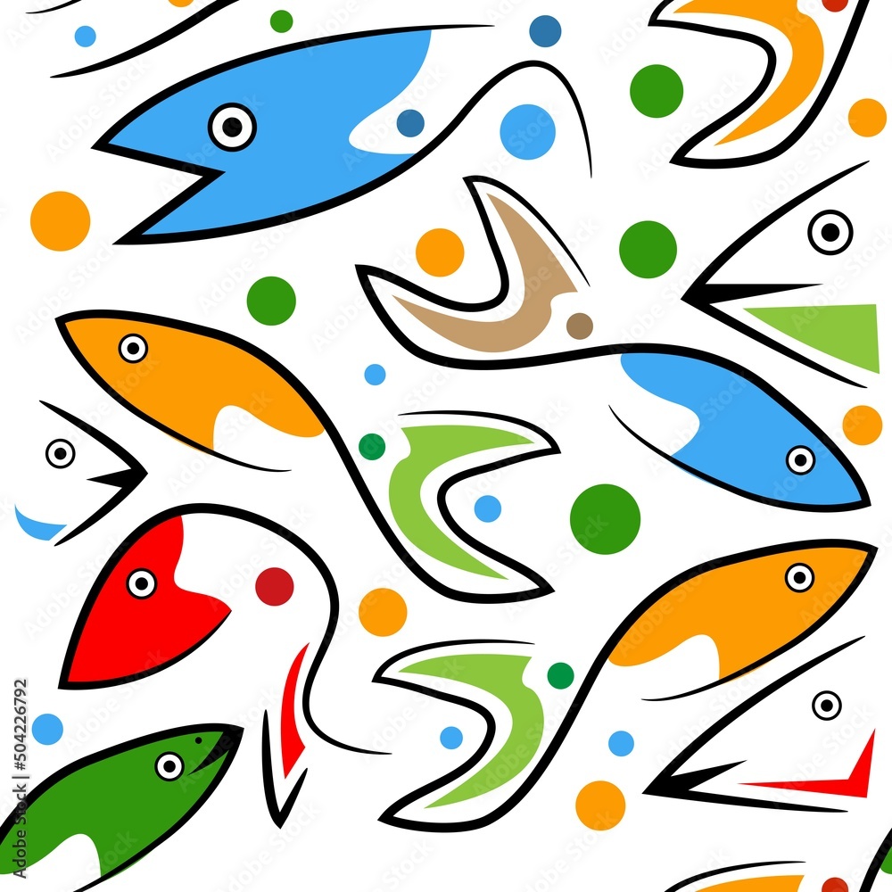Fish pattern background. Abstract Bauhaus pattern background.