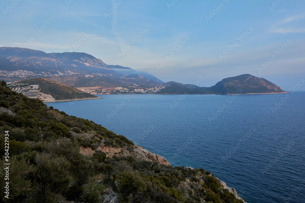 Beautiful view of Kalkan from Lycian Way trekking, Turkey