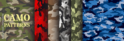 Pack of seamless army patterns | Set of abstract graphics in military style for backgrounds | Textiles, patterns, apparel, clothes