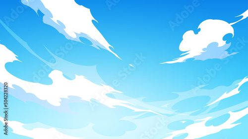 かっこいい雲と空の背景イラスト_エフェクト風_16:9