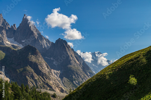 Summer trekking day in the mountains of Val Veny, Courmayeur