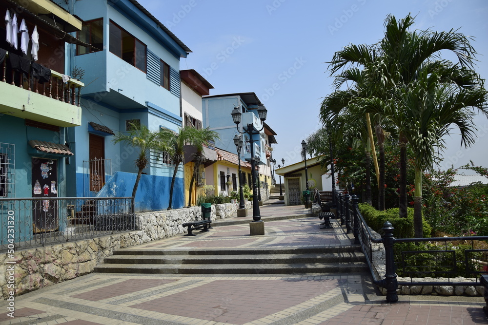Street view in historic Las Penas neighborhood in Guayaquil