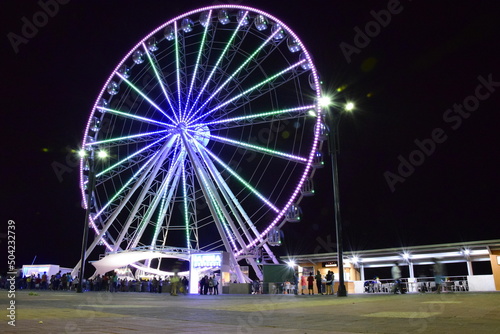 Guayaquil. Ferris Wheel (La Perla) Rueda Moscovita, Malecon 2000, Downtown Guayaquil. night shot