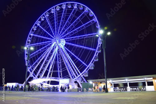 Guayaquil. Ferris Wheel (La Perla) Rueda Moscovita, Malecon 2000, Downtown Guayaquil. night shot