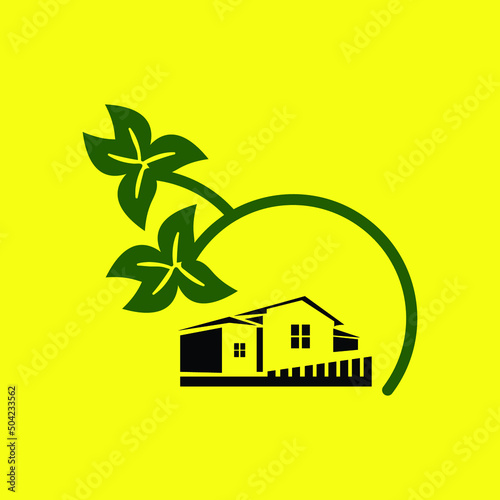 steel leaf industry house  vector logo 