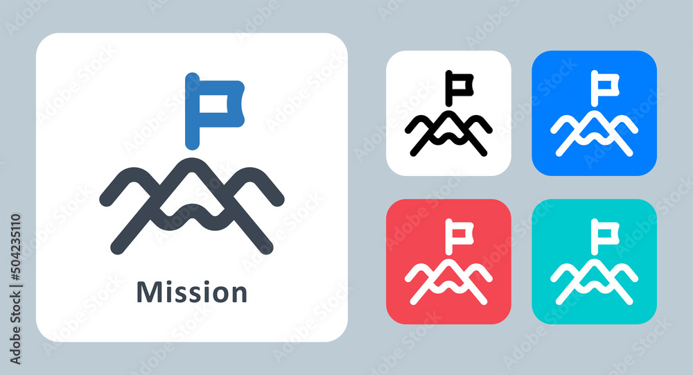 Mission icon - vector illustration . Flag, Mission, Mountain, Target, Goal, Business, Objective, line, outline, flat, icons . Mission icon - vector illustration . Flag, Mission, Mountain, Target, Goal, Business, Objective, line, outline, flat, icons .