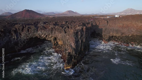 Flying over Los Hervideros mirador, Lanzarote photo