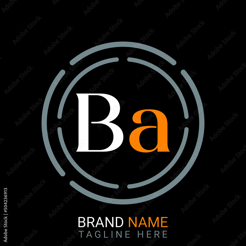 Ba Letter Logo design. black background. Ba Letter Logo design. black background.