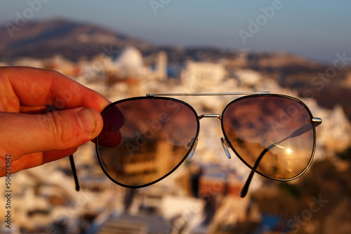 Print op canvas Aviator sunglasses on vacation