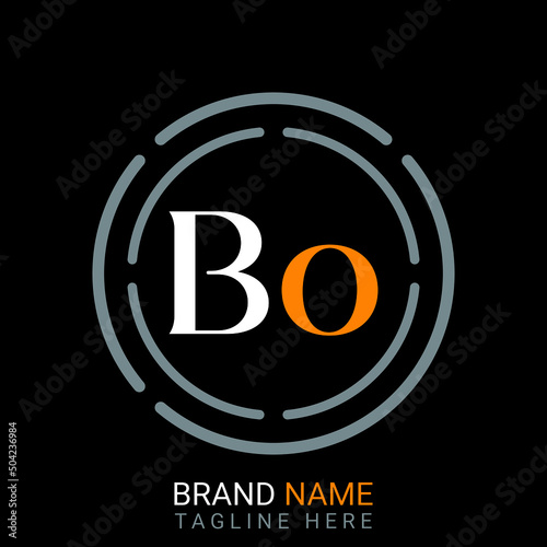 Bo Letter Logo design. black background. photo