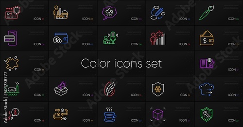 Set of Cleaning, Hypoallergenic tested and Payment protection line icons. Include Engineering documentation, Spanner, Keywords icons. Megaphone box, Survey progress. Bicolor cleaning icon. Vector