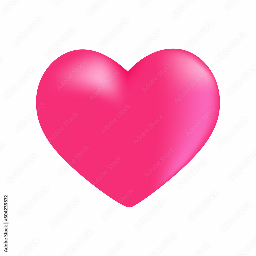 Pink heart on white background Valentine's day romance symbol Vector illustration