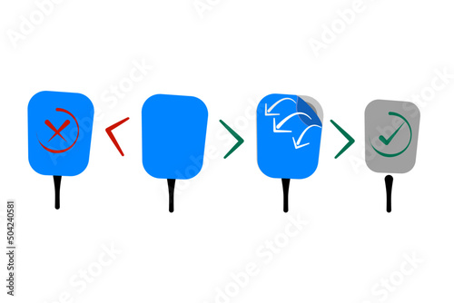 Illustration of AED pads, remove a plastic form pads.