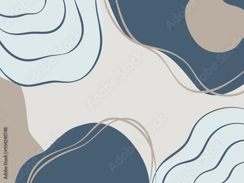 Modern abstract art design. Smooth geometric irregular shapes and lines. Contemporary neutral vector background. Home decoration, website, print