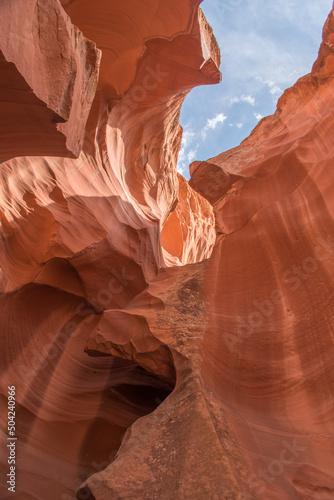 View skyward from the opening of Upper Antelope Canyon, Arizona