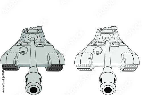 A detailed vector image with a German heavy tank of the Second World War Tiger II, aka Konigstiger