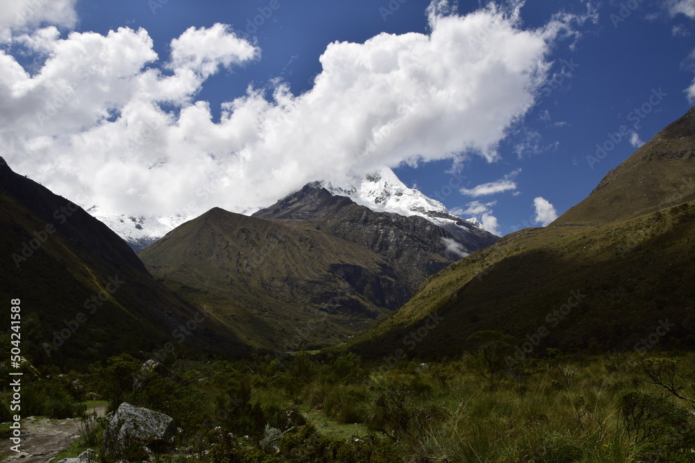 Trekking in Laguna 69, Snow-capped mountains on the way to the Lagoon 69, Peru