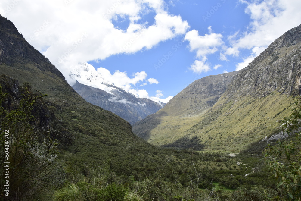 Trekking in Laguna 69, Snow-capped mountains on the way to the Lagoon 69, Peru