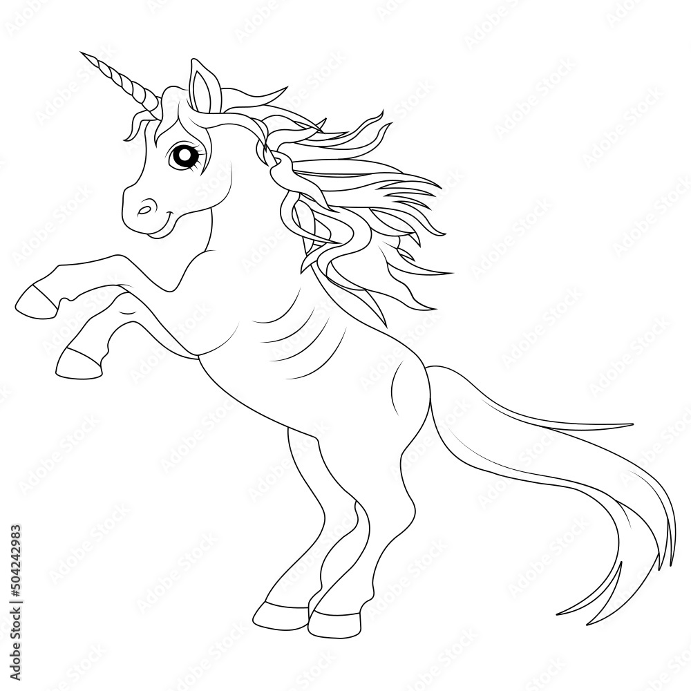 Funny Unicorn coloring page for children Stock Vector | Adobe Stock