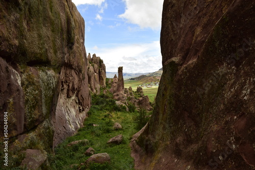 Brown rocks near the Gate of Hayu Mark (The Gate of the Gods), Peru WILLKA UTA, HAYUMARKA GATE. Puno Peru photo