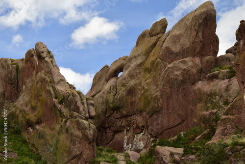 Brown rocks near the Gate of Hayu Mark (The Gate of the Gods), Peru WILLKA UTA, HAYUMARKA GATE. Puno Peru