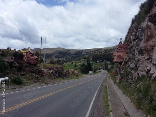 The road to the prehistoric Incas fertility temple in Chucuito, Puno Peru photo