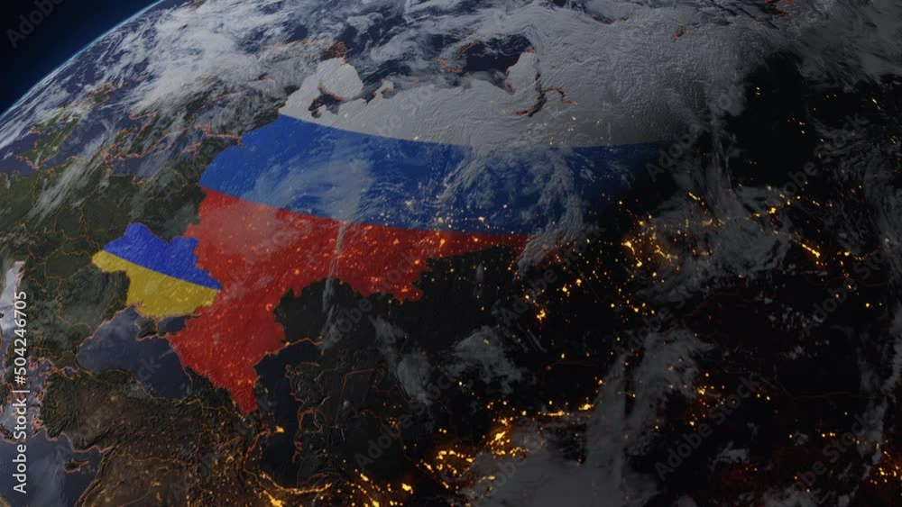 3D World map focused on est europe. Ukraine and russian war concept.