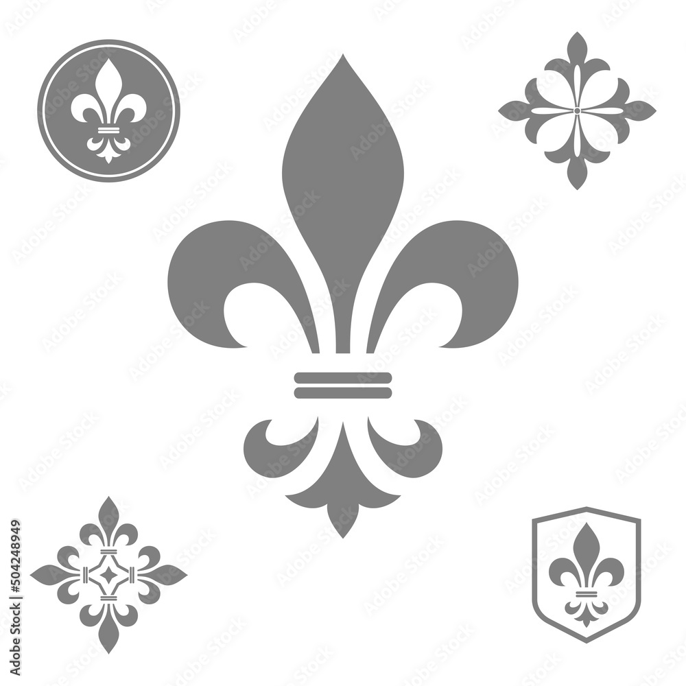 Gray heraldic sign, logo, design element, decoration. Graphic vector pattern. Gray heraldic sign, logo, design element, decoration. Graphic vector pattern.