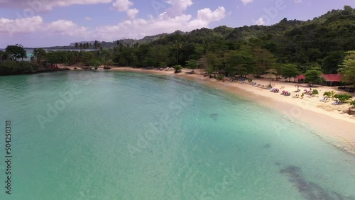 panoramic view of the tropical white beaches of the Dominican Republic with turquoise water