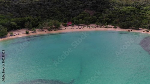 panoramic view of the tropical white beaches of the Dominican Republic with turquoise water