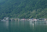 La cittadina di Melide vista dal Ponte Diga sul lago Ceresio.
