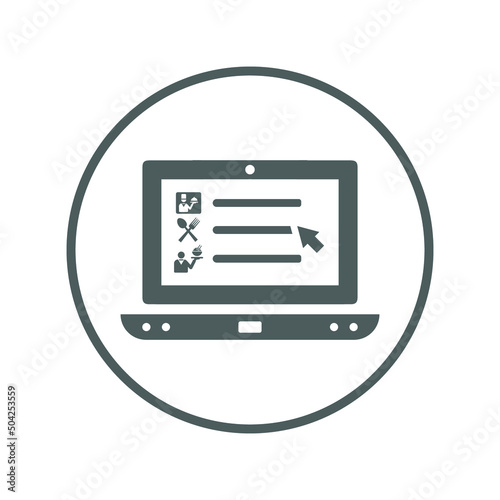 Website, Delivery, food icon. Gray vector sketch.