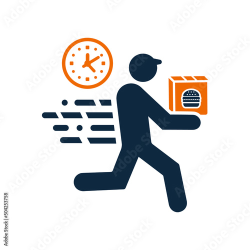 Deliveryman, fast, on time icon. Simple vector sketch.