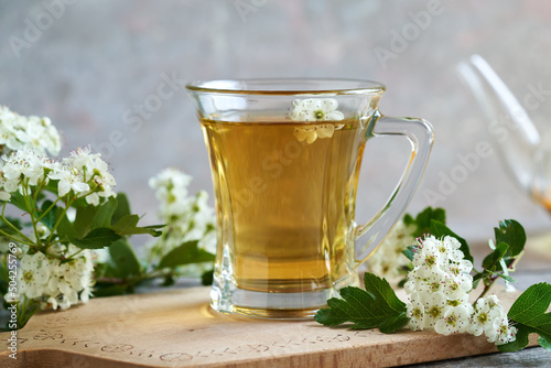 A cup of hawthorn or Crataegus tea